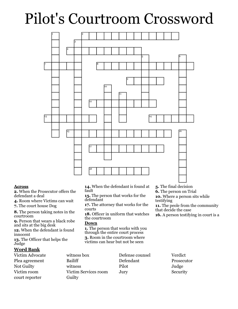 Pilot's Courtroom Crossword