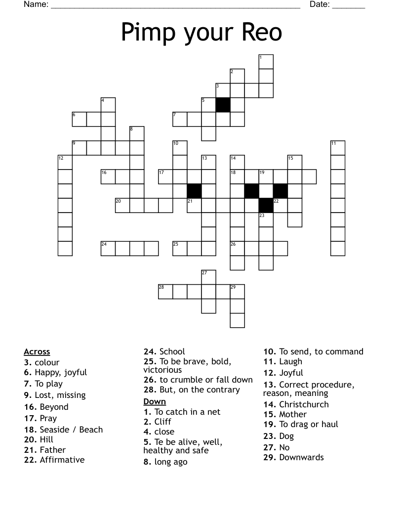 Pimp your Reo Crossword