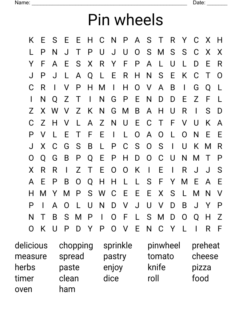 Pin wheels Word Search