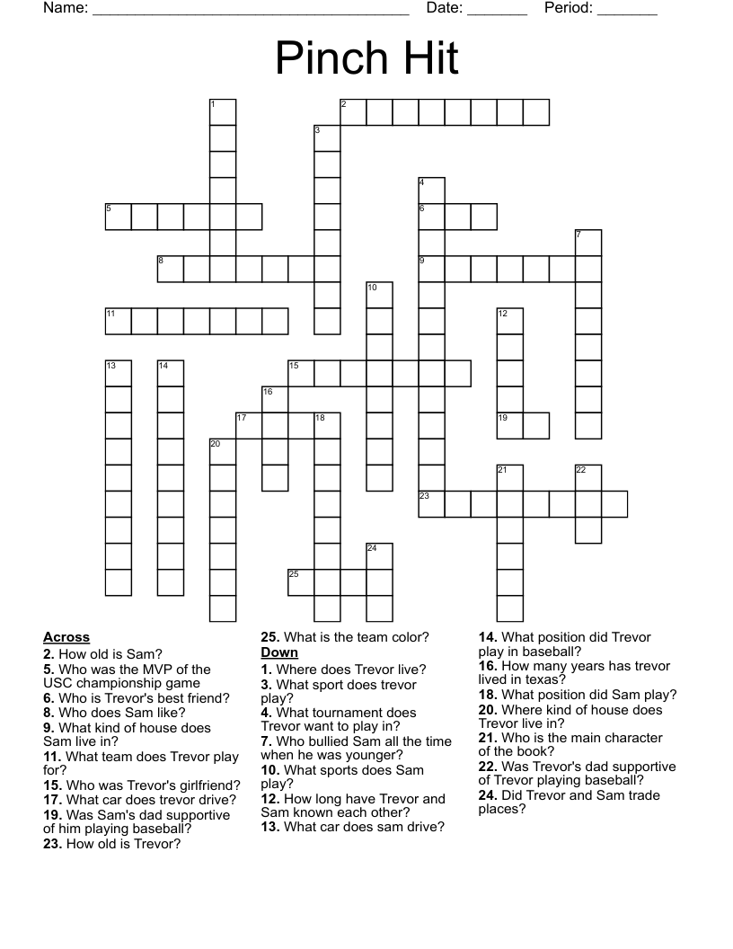 Pinch Hit Crossword