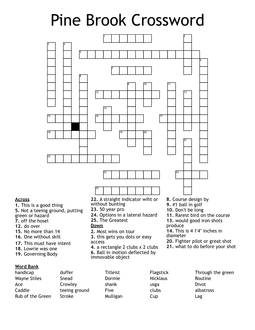Pine Brook Crossword
