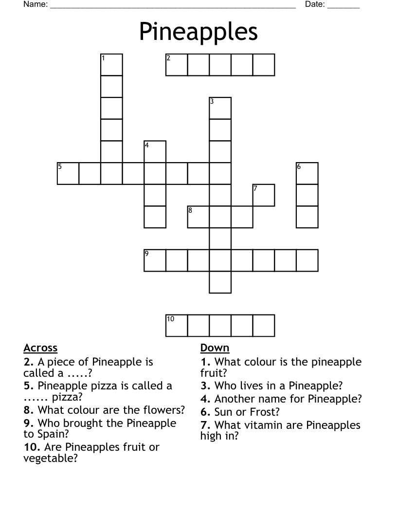 Pineapples Crossword