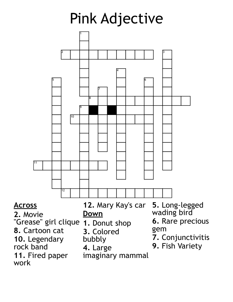 Pink Adjective Crossword