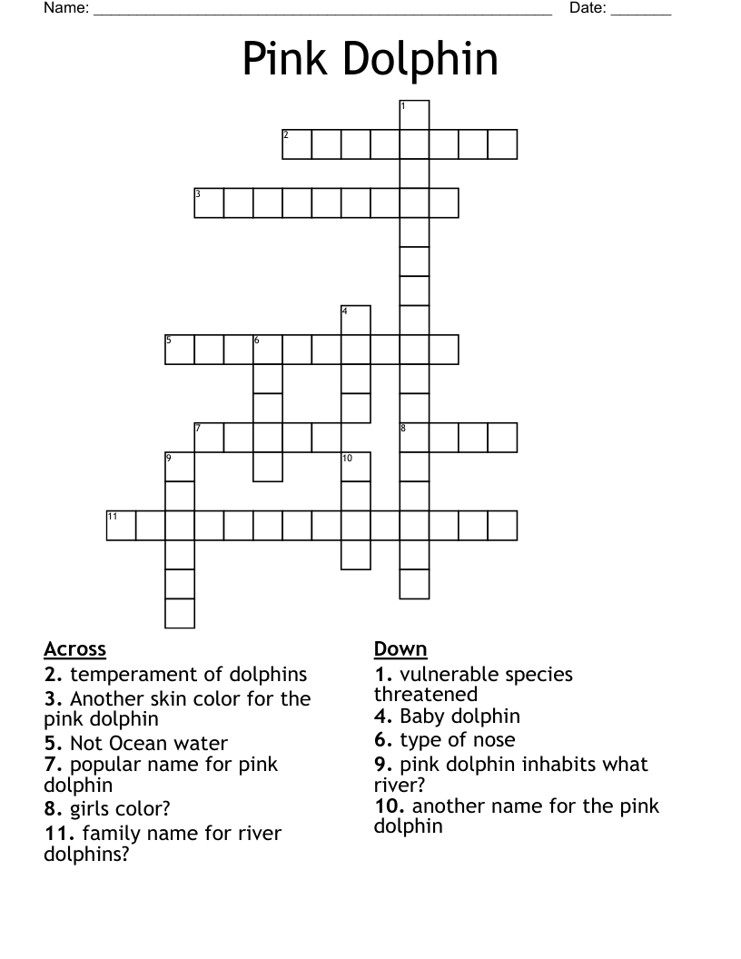 Pink Dolphin Crossword