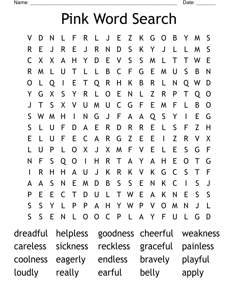 Pink Word Search