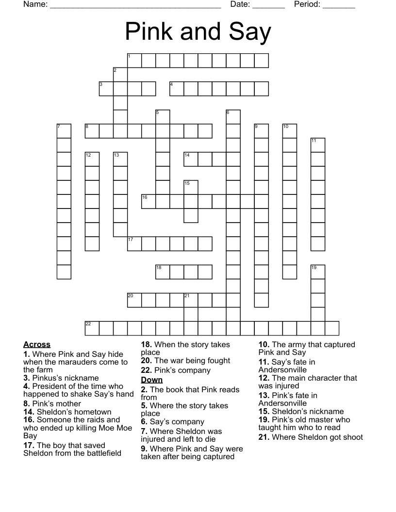 Pink and Say Crossword
