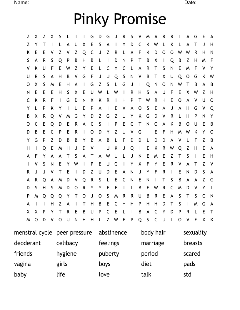 Pinky Promise Word Search