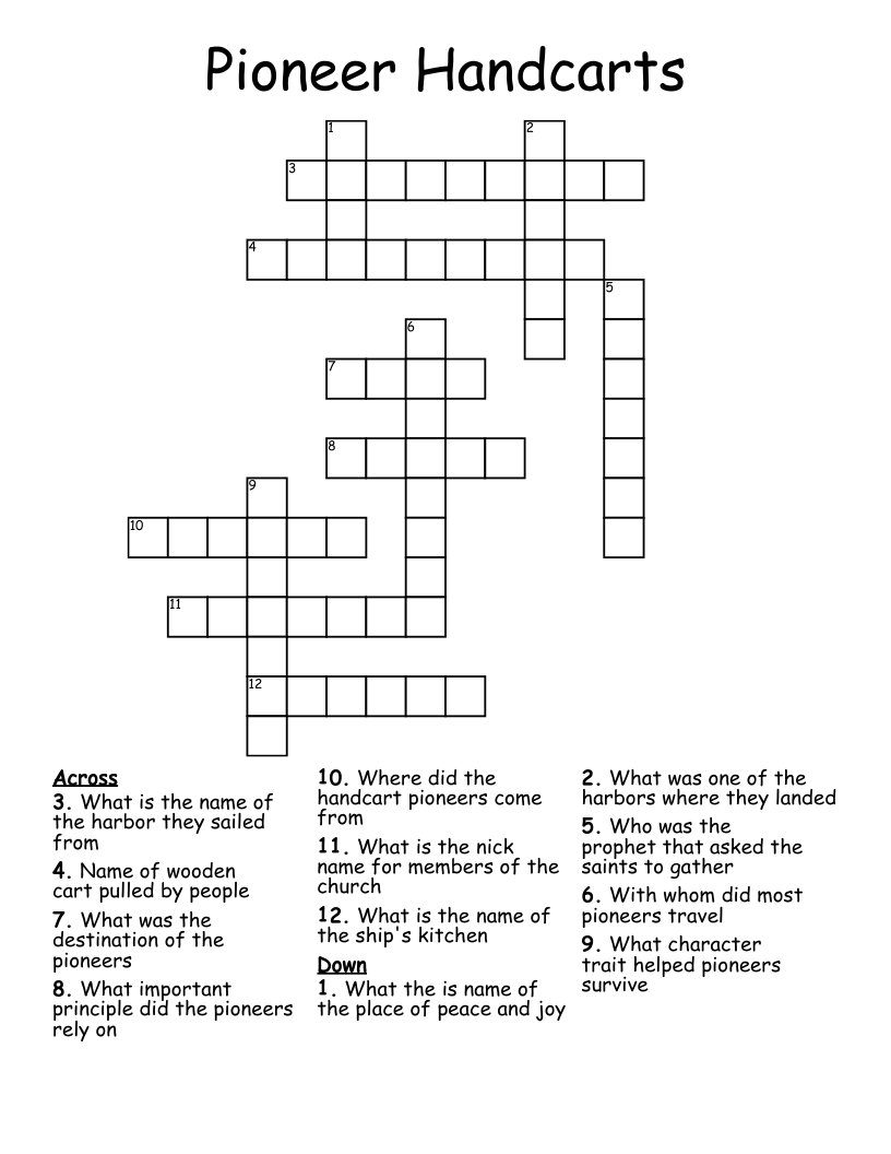Pioneer Handcarts Crossword
