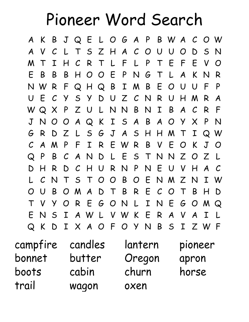 Pioneer Word Search