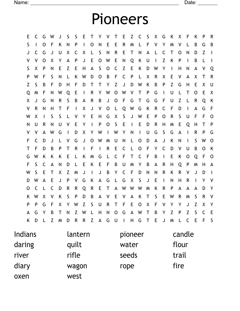Pioneers Word Search
