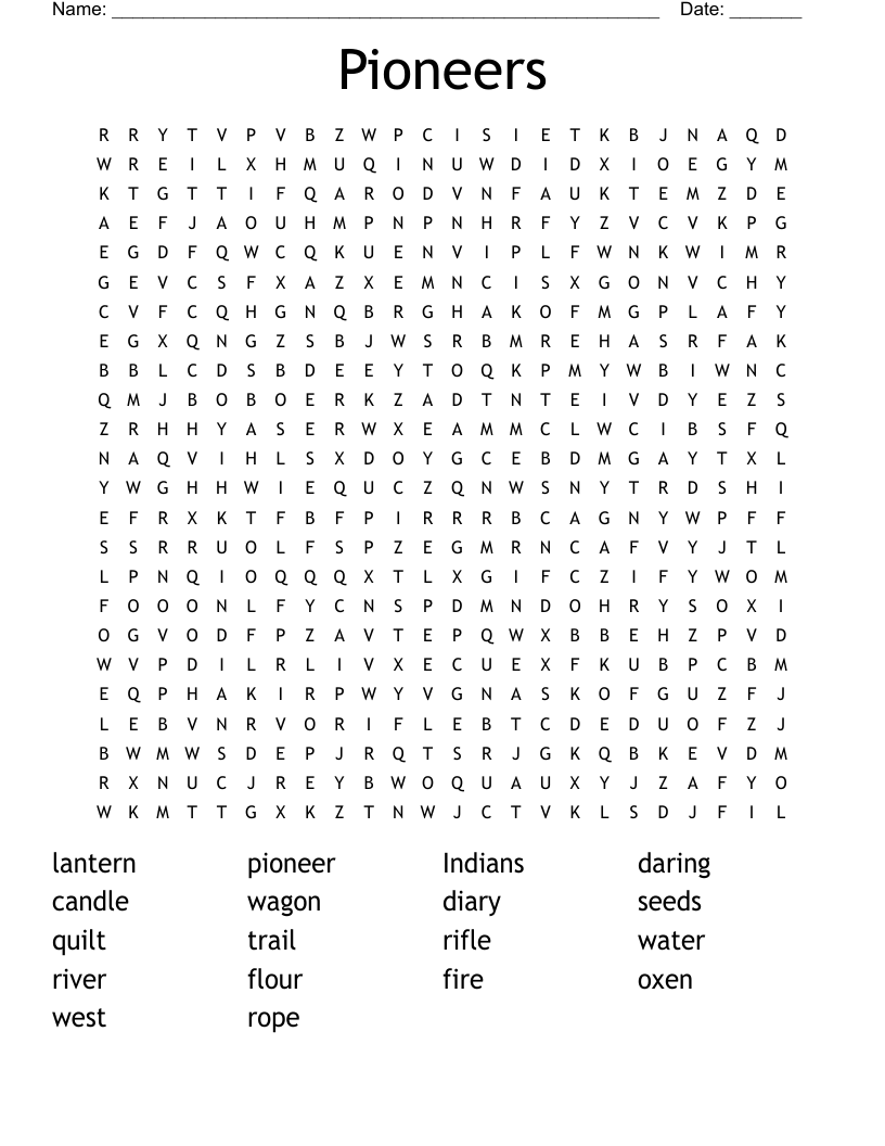 Pioneers Word Search
