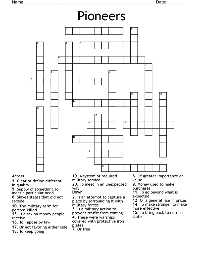 Pioneers  Crossword