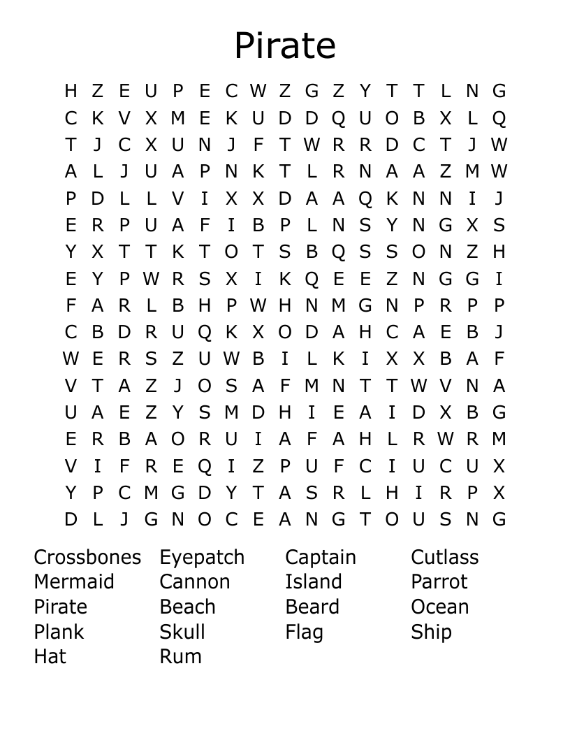Pirate Word Search