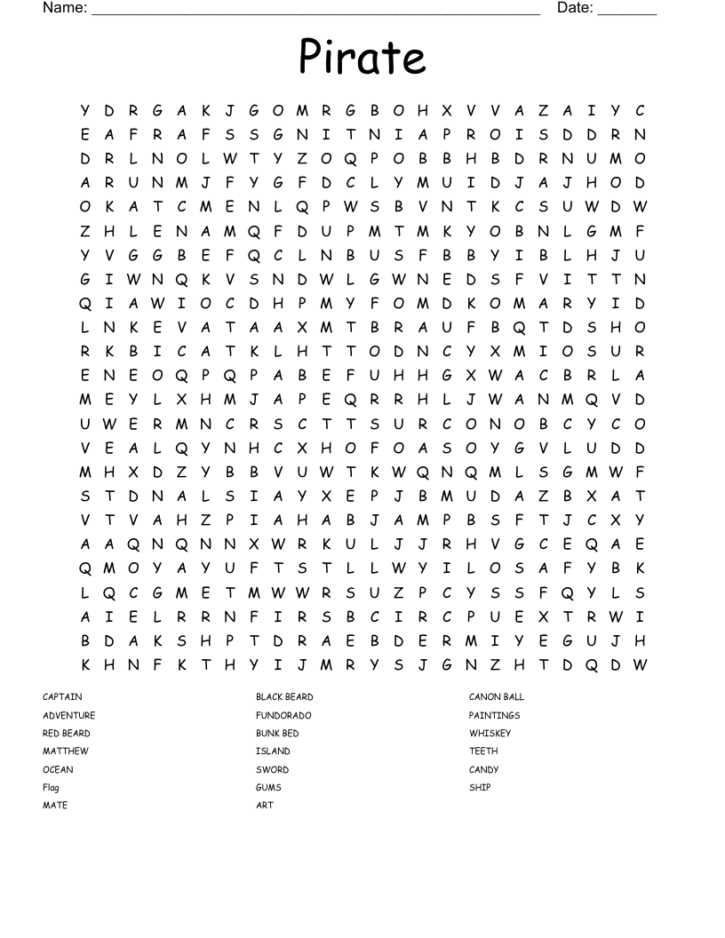 Pirate Word Search