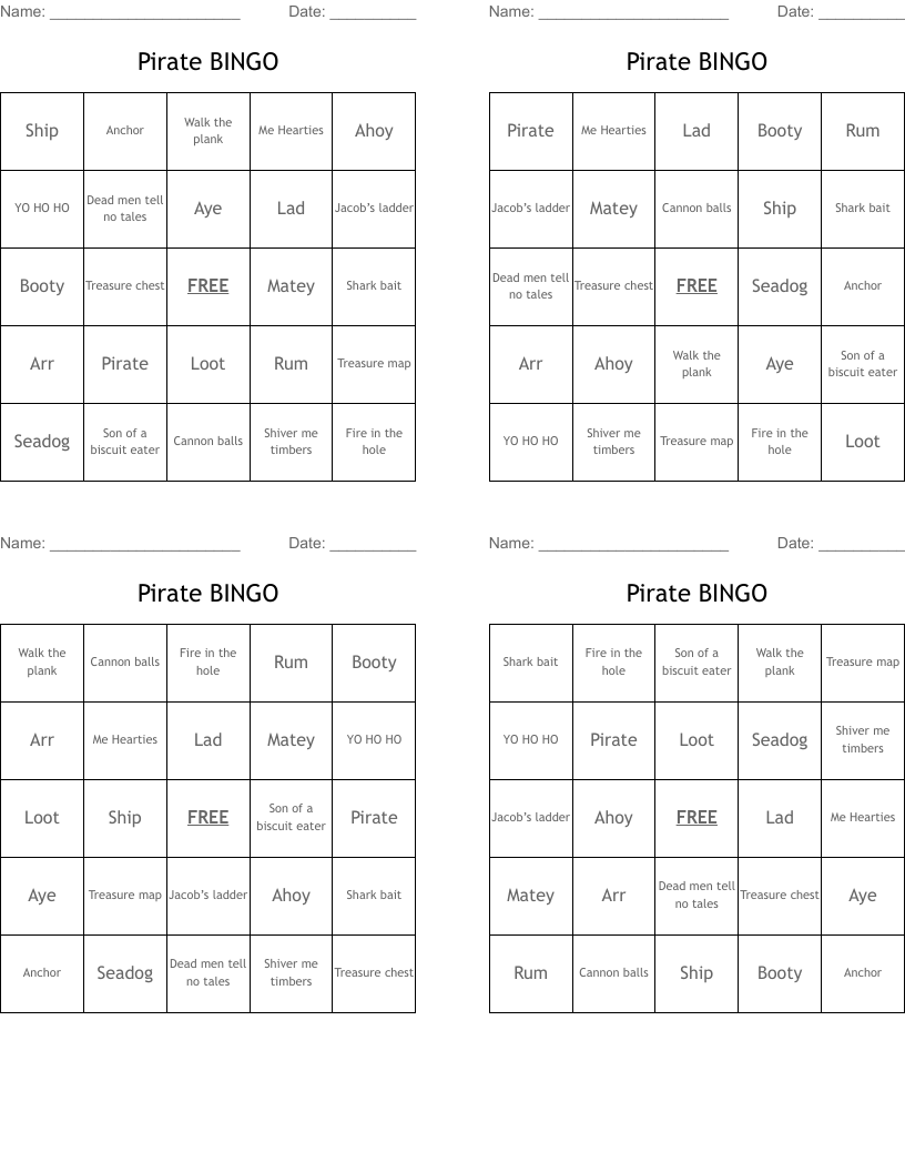 Pirate BINGO
