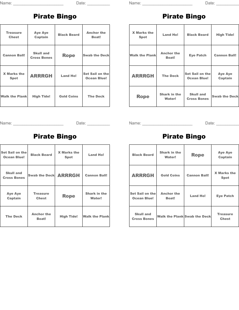 Pirate Bingo