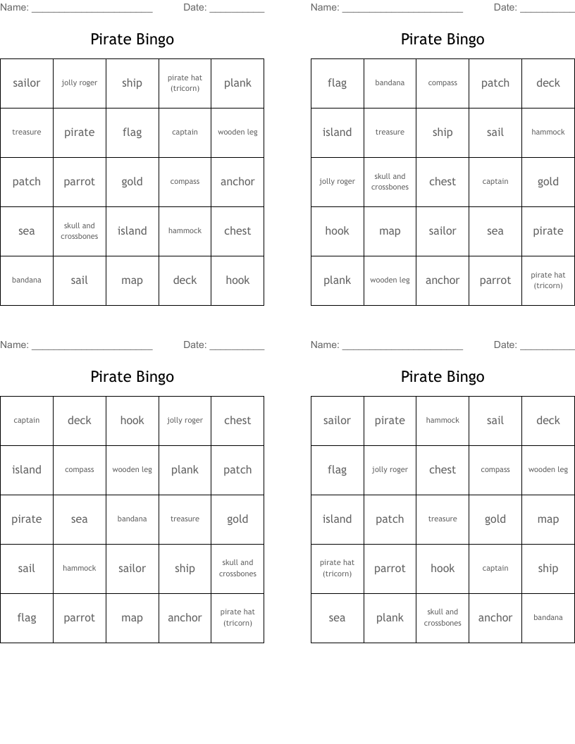 Pirate Bingo