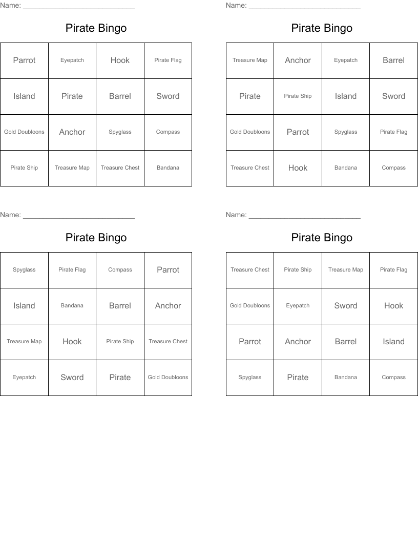 Pirate Bingo