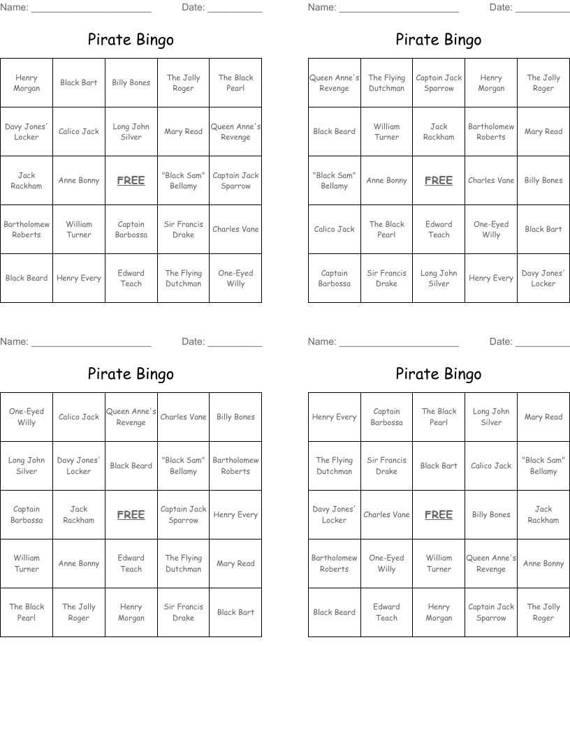 Pirate Bingo