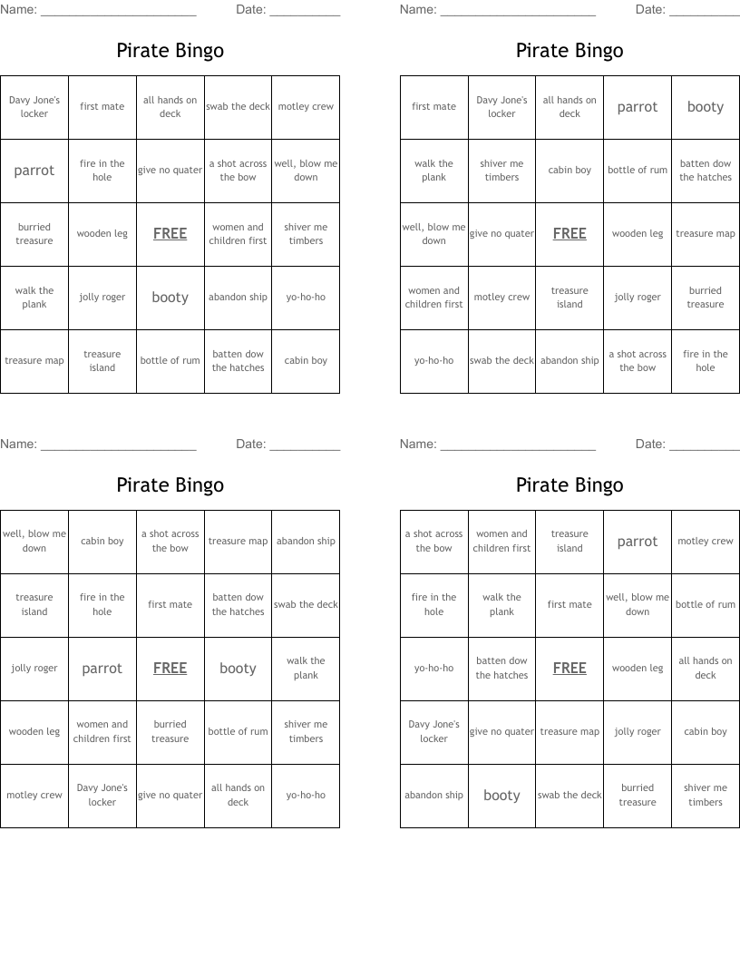 Pirate Bingo