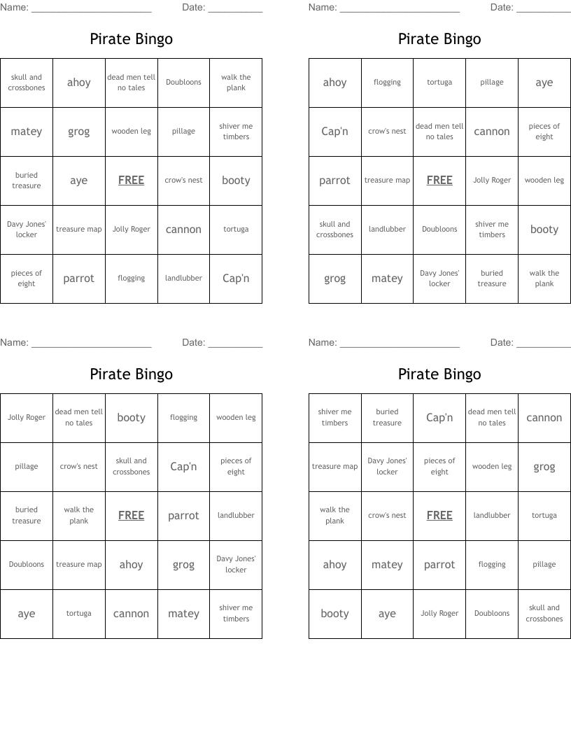 Pirate Bingo