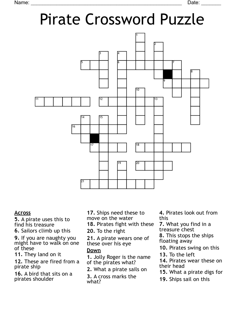 Pirate Crossword Puzzle