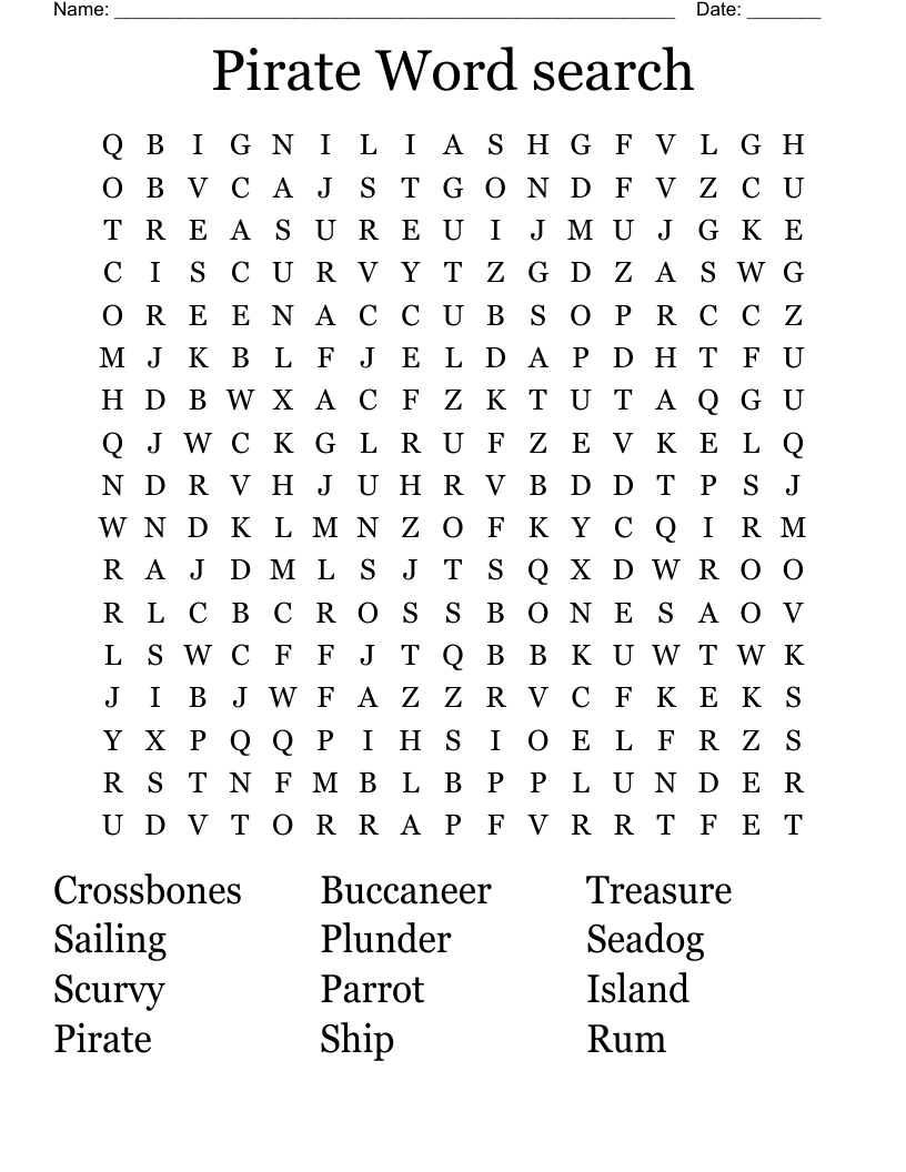 Pirate Word search