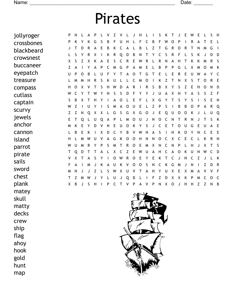 Pirates Word Search