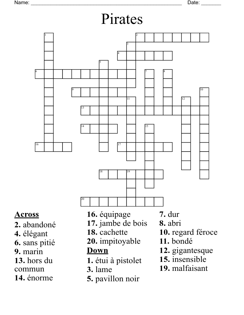 Pirates Crossword