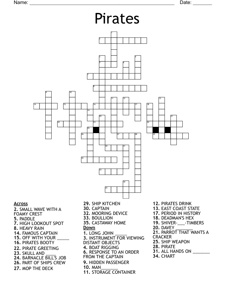 Pirates Crossword