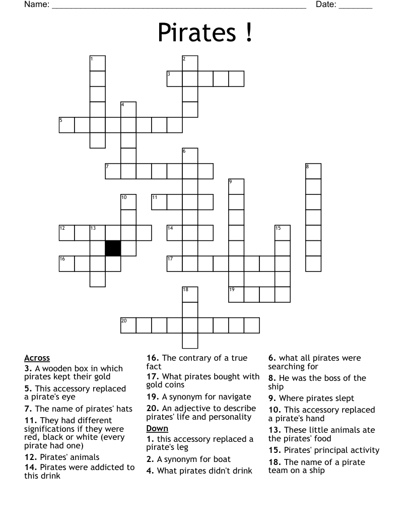 Pirates ! Crossword