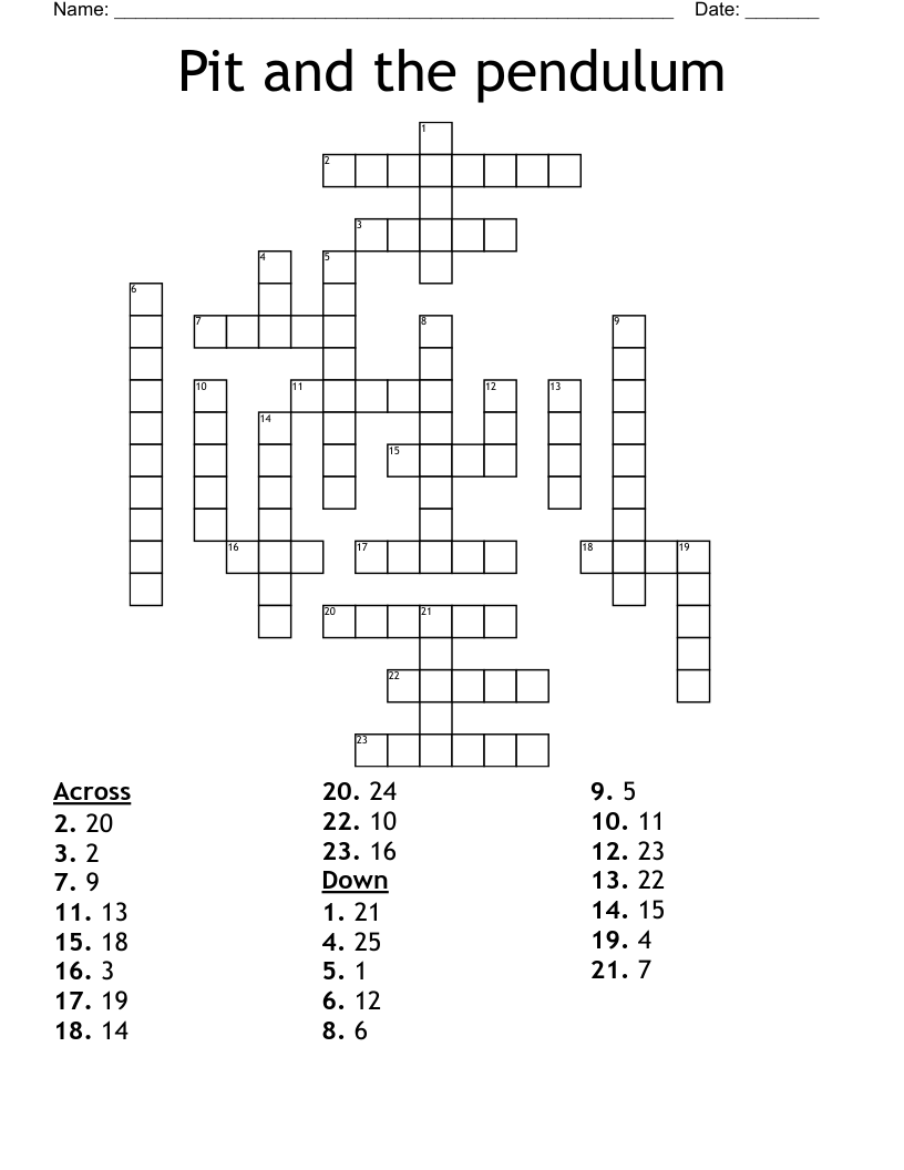 Pit and the pendulum Crossword