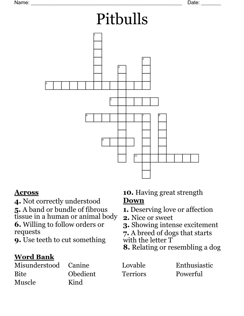 Pitbulls Crossword