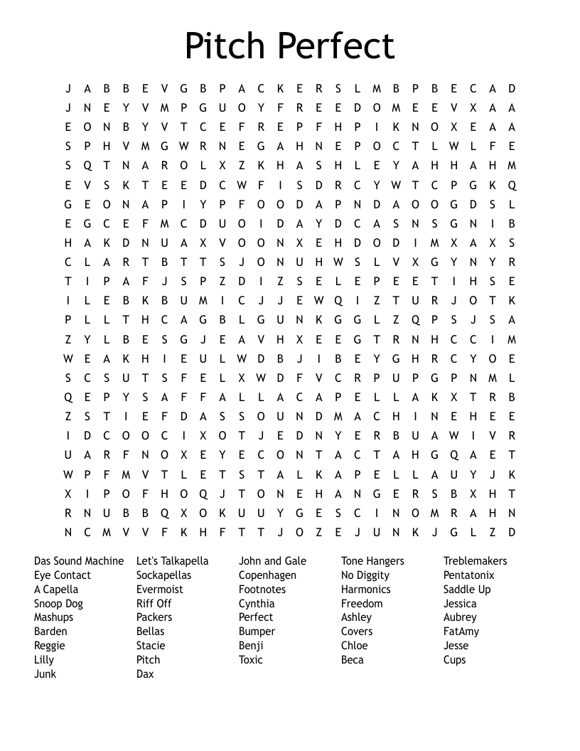 Pitch Perfect Word Search