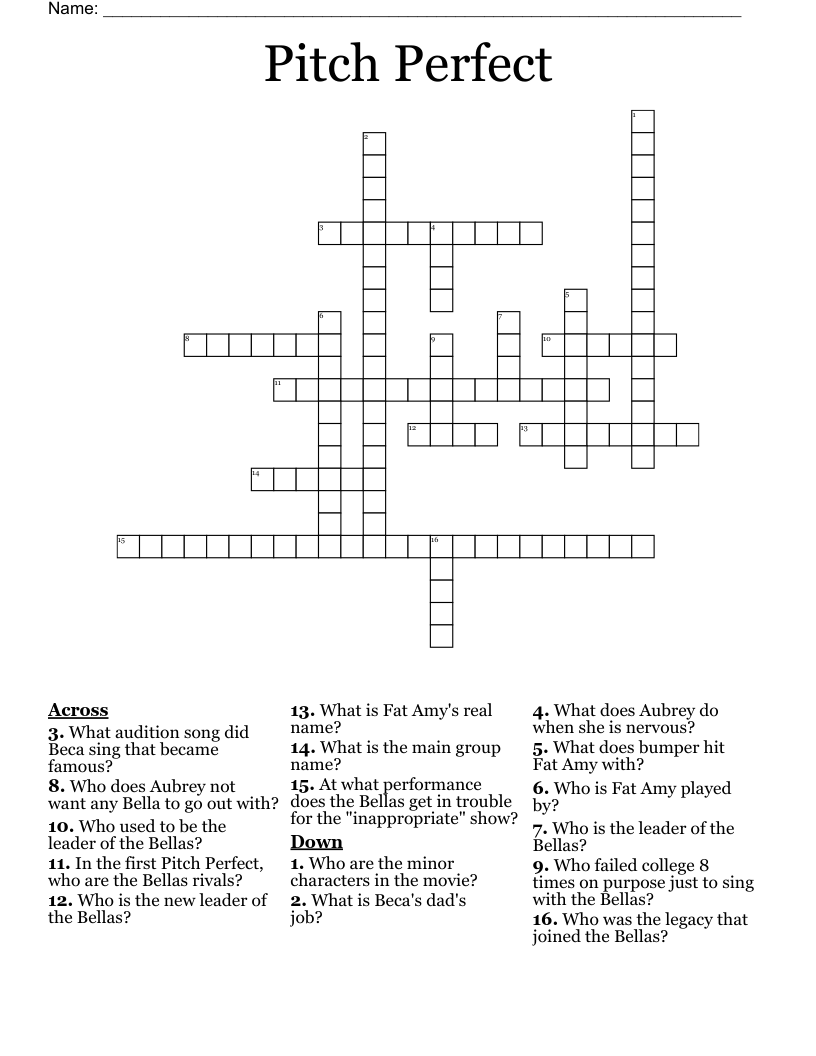 Pitch Perfect  Crossword