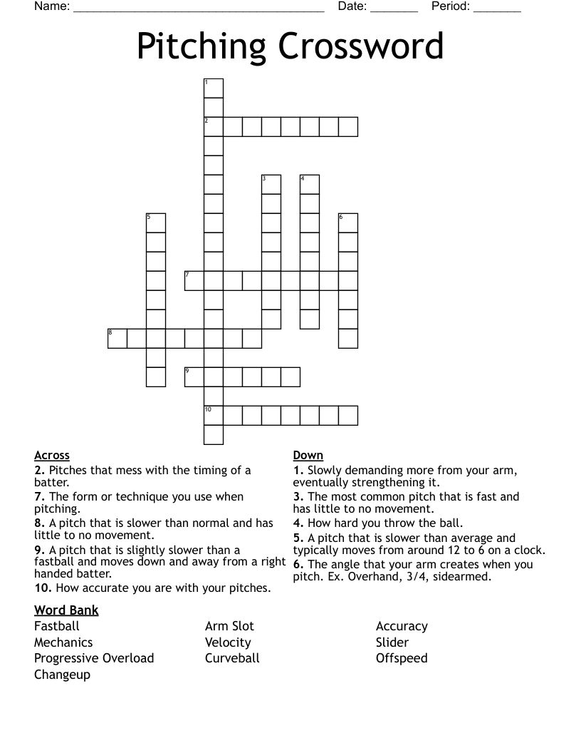 Pitching Crossword