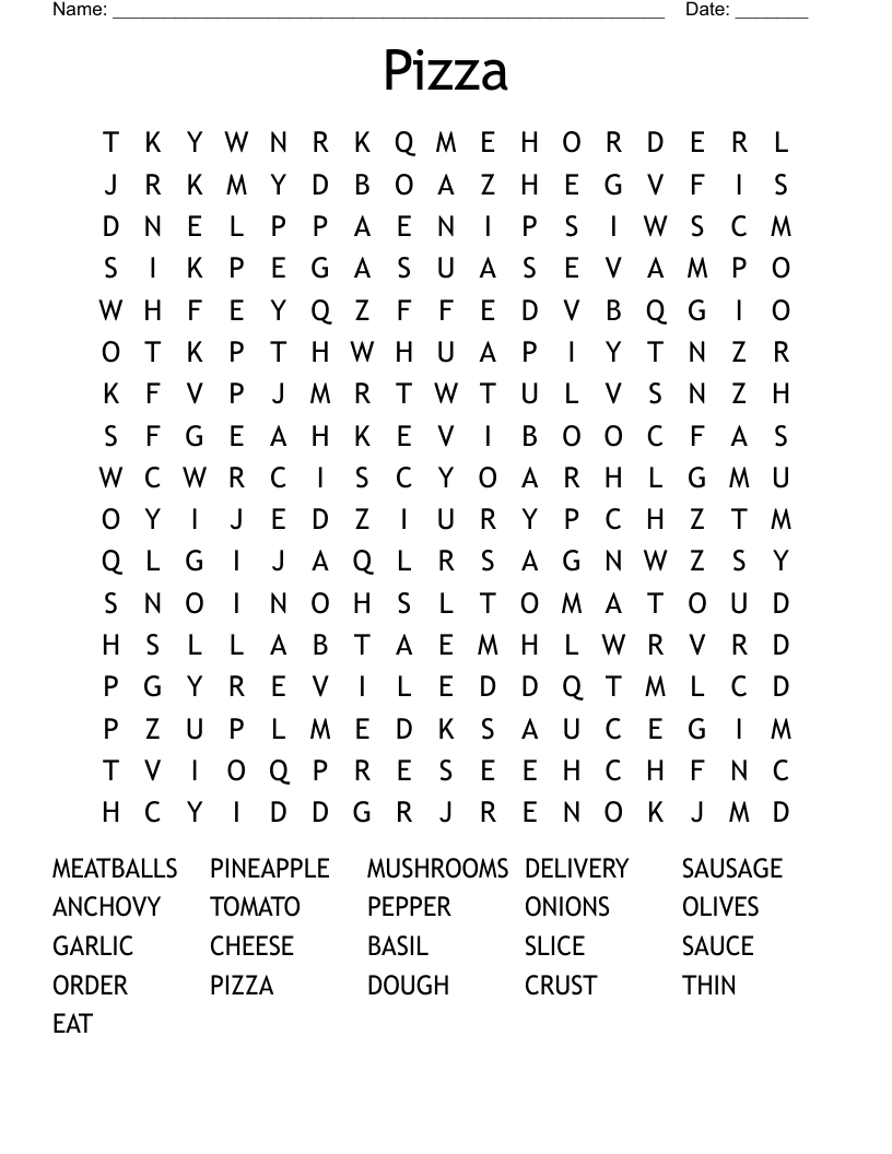 Pizza Word Search