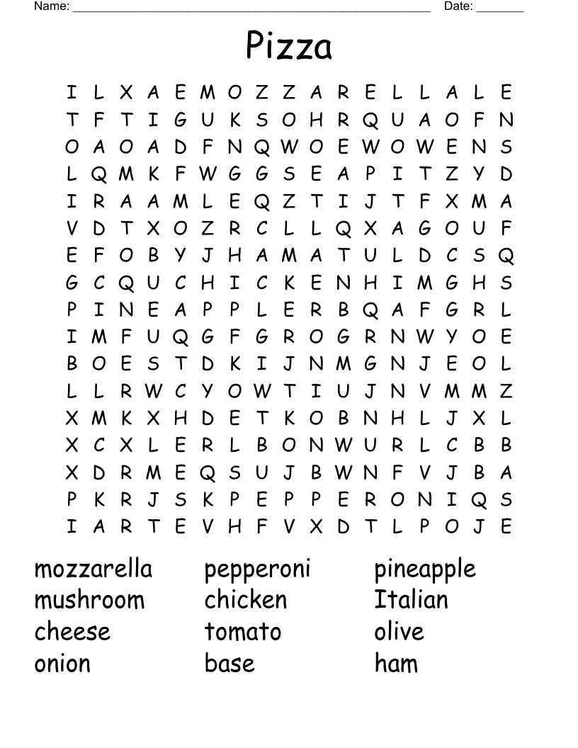 Pizza Word Search