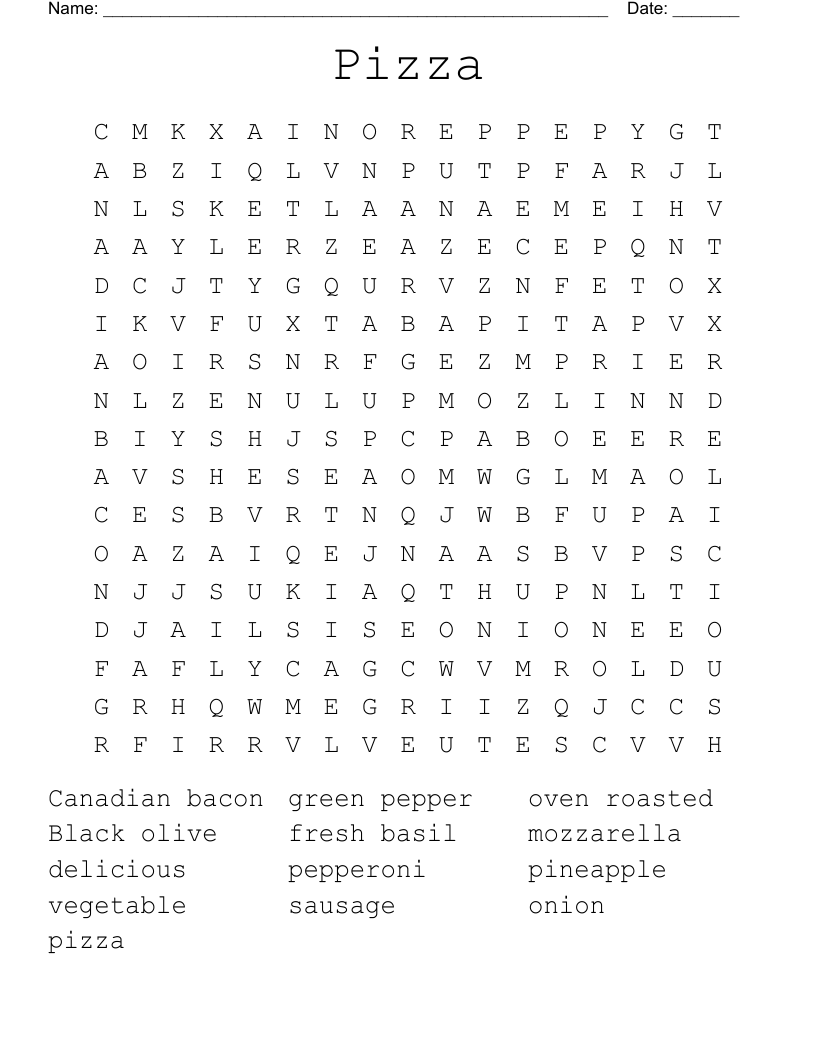 Pizza Word Search