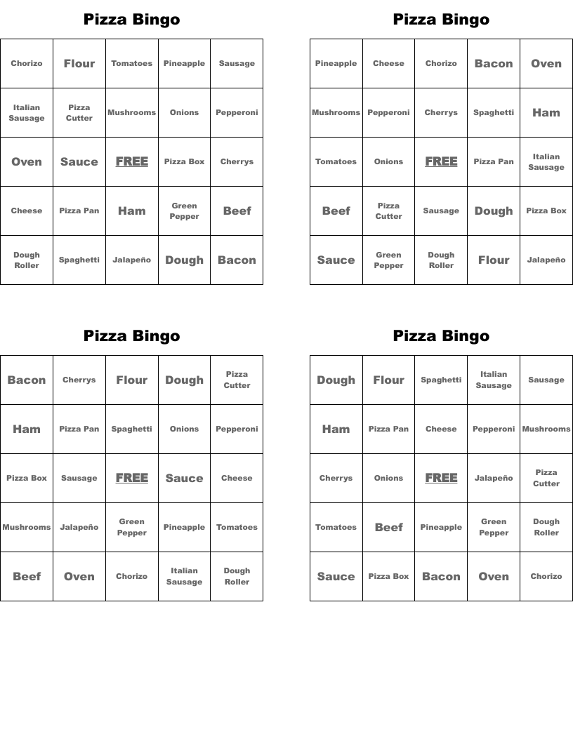 Pizza Bingo