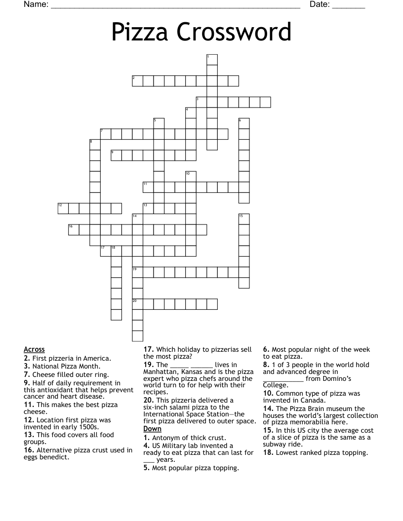 Pizza Crossword