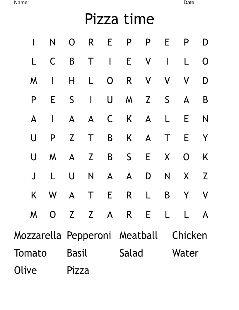 Pizza time Word Search