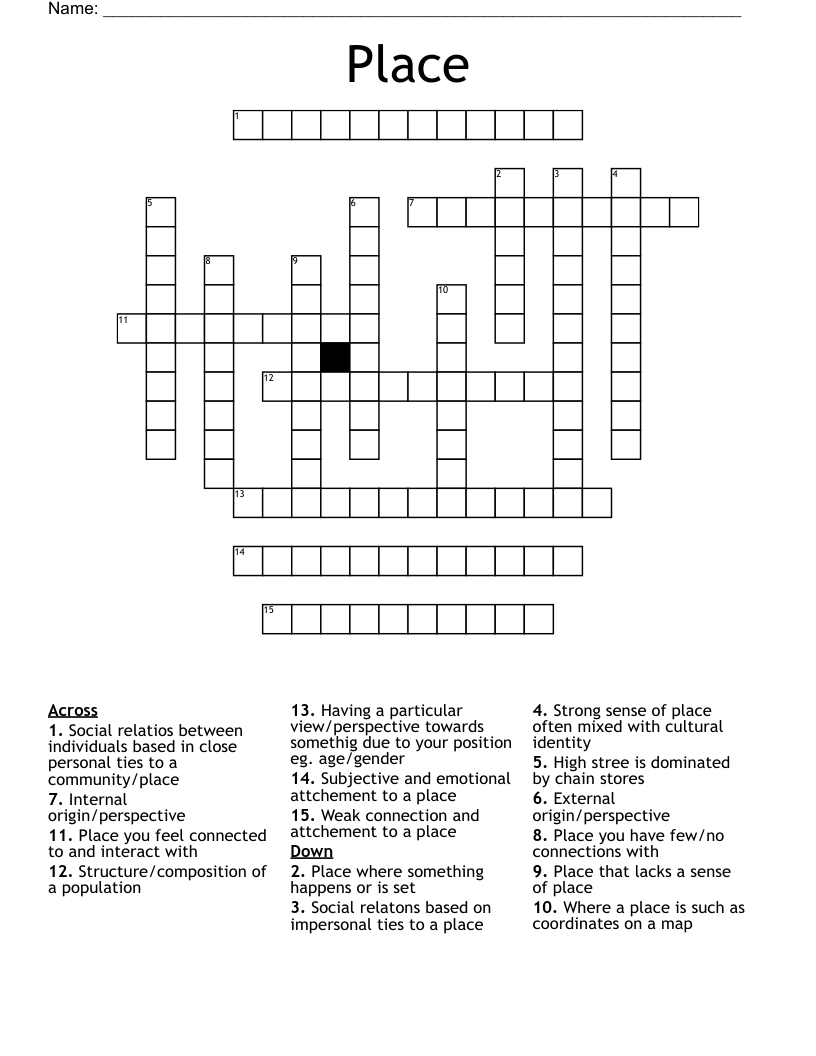 Place Crossword