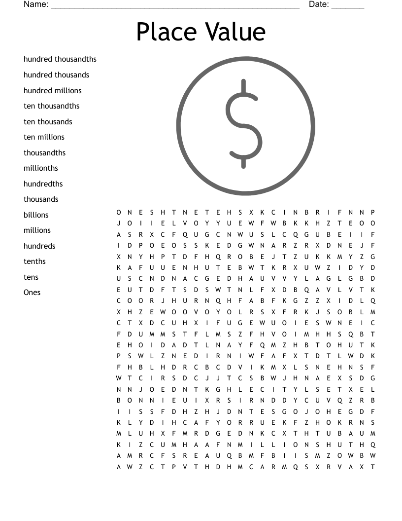Place Value Word Search