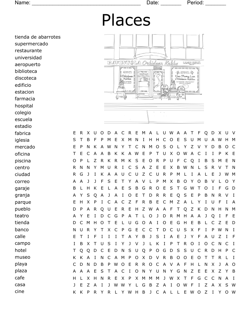 Places Word Search