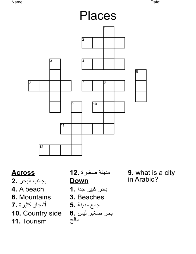 Places Crossword
