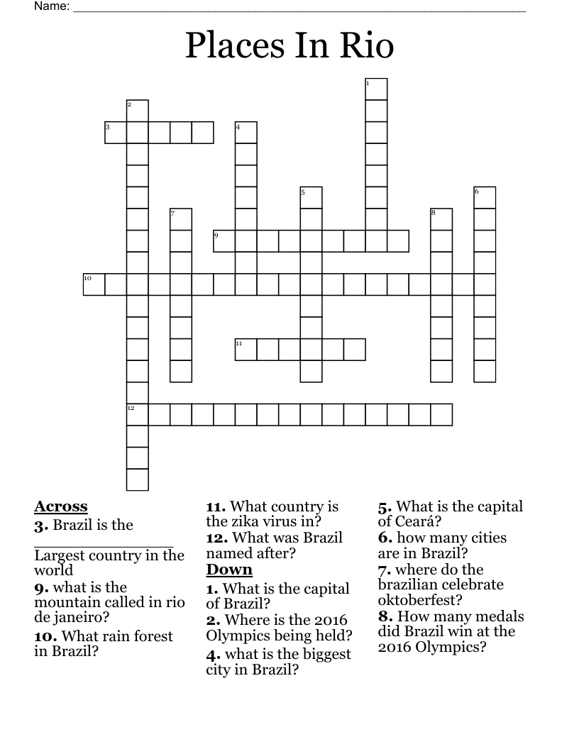 Places In Rio Crossword