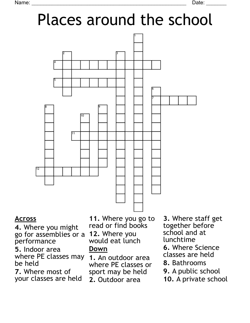 Places around the school Crossword