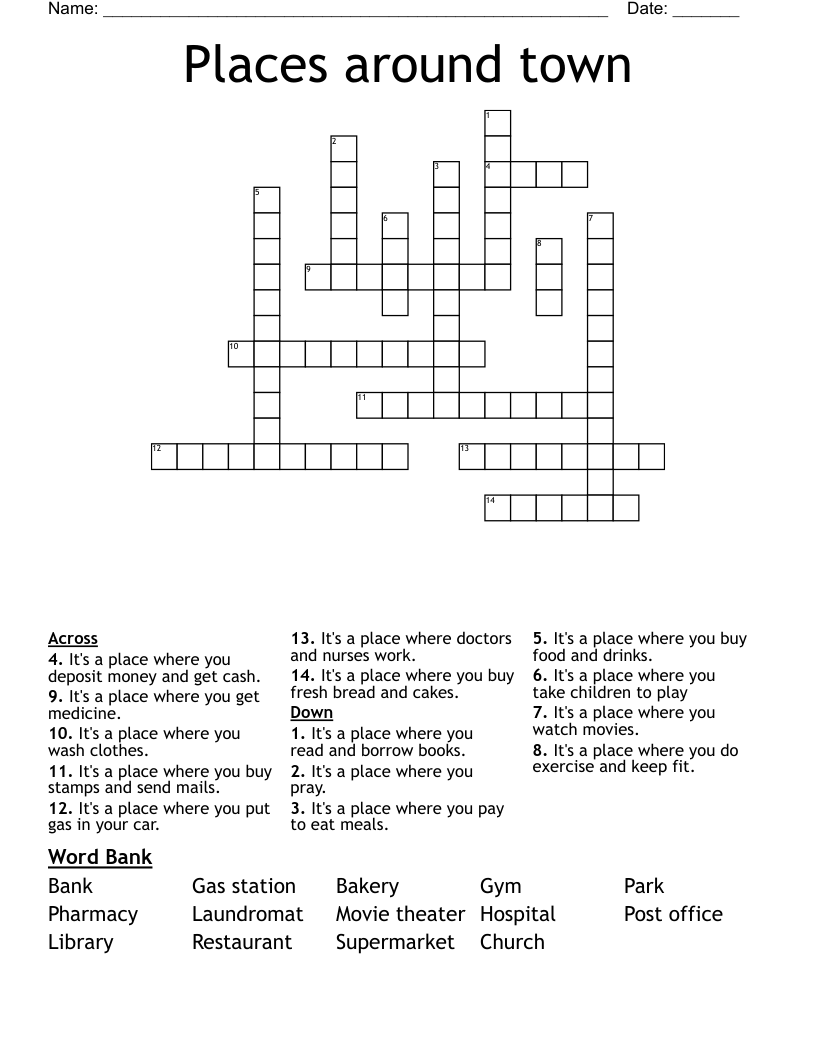 Places around town Crossword