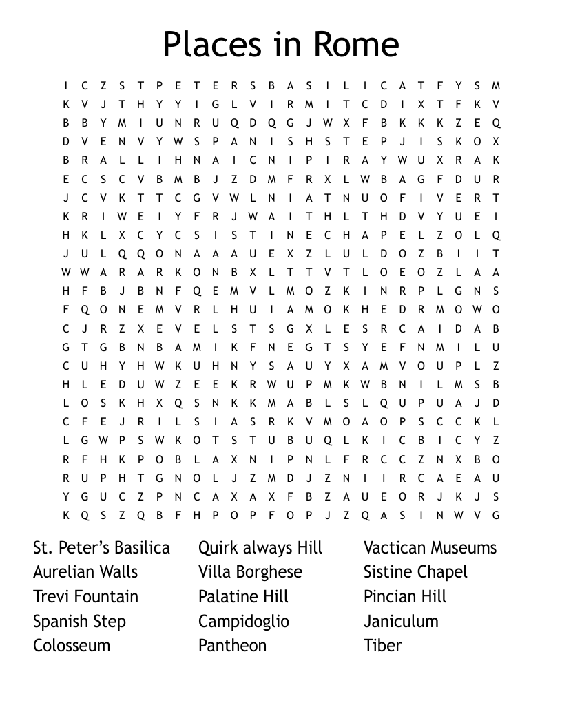 Places in Rome  Word Search
